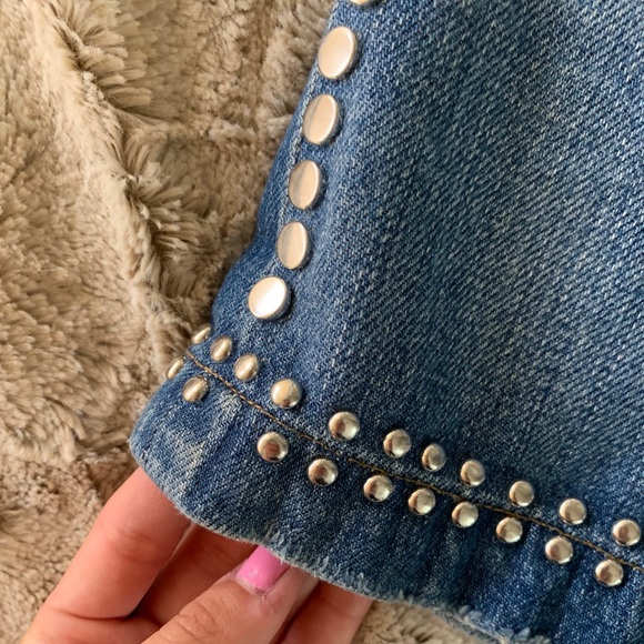 Frame Denim Anstee Le Mini Studded Denim Skirt 24 - Picture 6 of 8